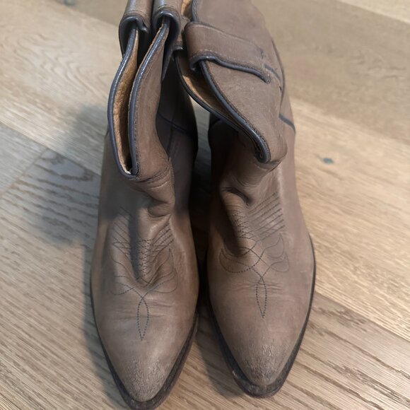 Frye short leather western booties in taupe/grey - Picture 3 of 11